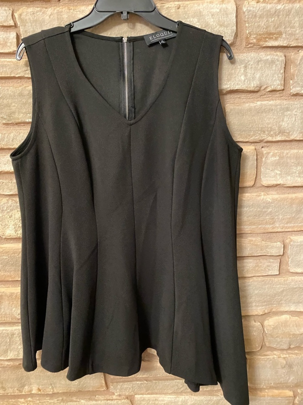 Eloquii black sleeveless V-neck peplum top with a back zipper Size 16